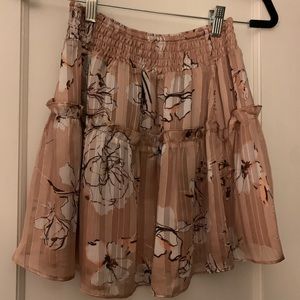 Floral pink skirt with gold shimmer